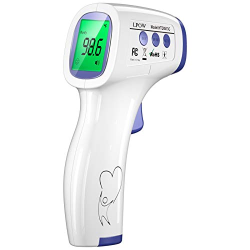 LPOW Thermometer for Adults, Non Contact Infrared Digital Thermometer for Fever, Body Thermometer and Surface Thermometer 2 in 1 Dual Mode(White)